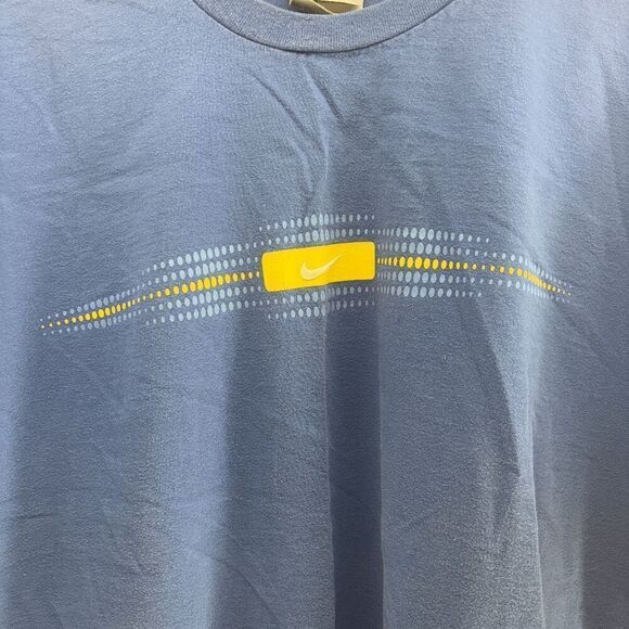 Vintage Embroidered Nike Center SWOOSH Rare Tag T Shirt XXL Royal Blue Yellow - Picture 1 of 5